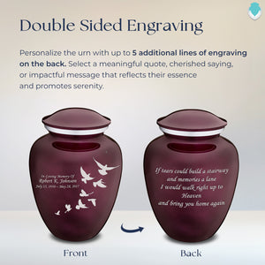 Adult Embrace Cherry Purple Doves Cremation Urn