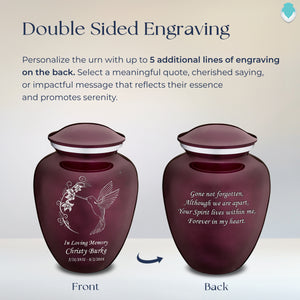 Adult Embrace Cherry Purple Hummingbird Cremation Urn