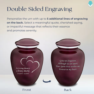 Adult Embrace Cherry Purple Hearts Cremation Urn