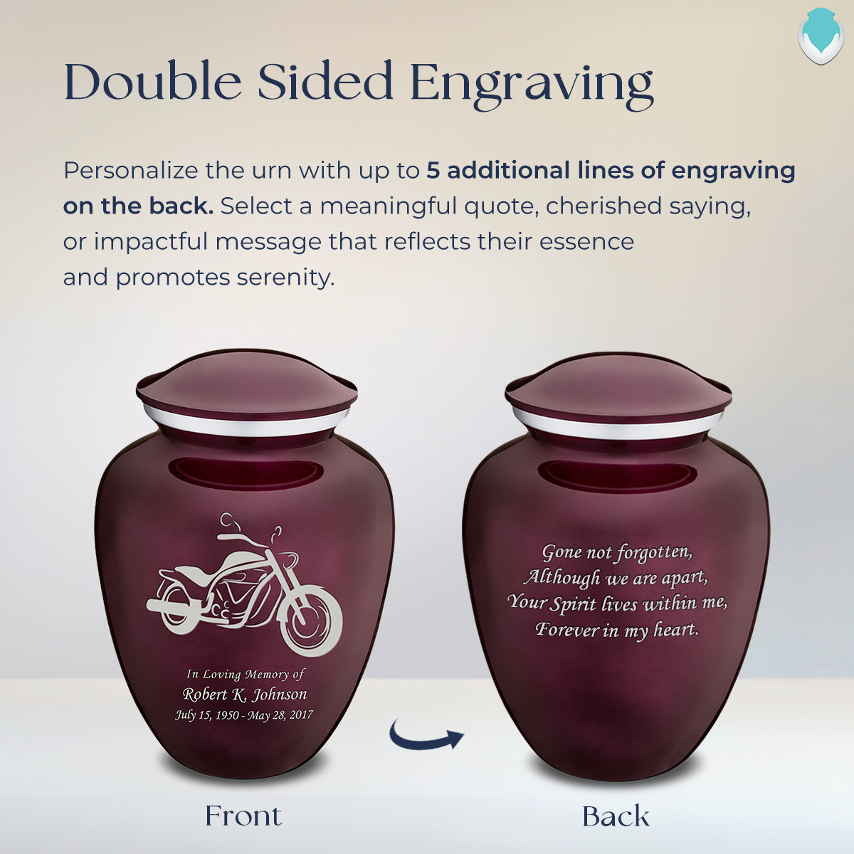 Adult Embrace Cherry Purple Motorcycle Cremation Urn