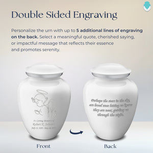 Adult White Embrace Angel Cremation Urn