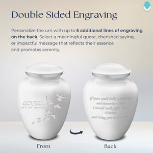 Adult Embrace White Doves Cremation Urn