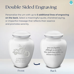 Adult Embrace White Motorcycle Cremation Urn