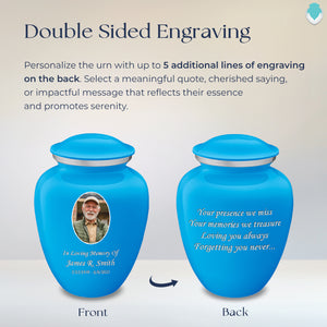 Adult Embrace Racing Blue Portrait Cremation Urn