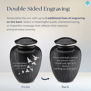 Adult Embrace Pearl Black Doves Cremation Urn