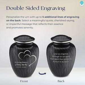 Adult Embrace Pearl Black Hearts Cremation Urn