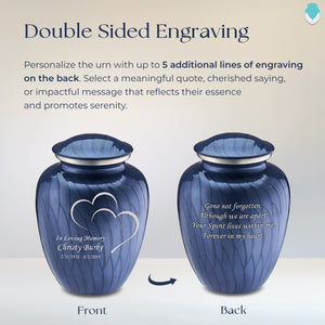 Adult Embrace Pearl Cobalt Blue Hearts Cremation Urn