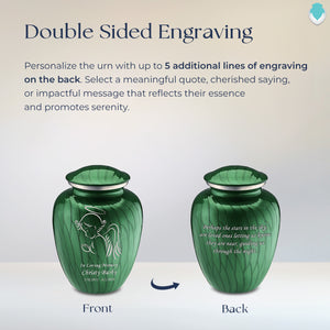 Medium Embrace Pearl Green Angel Cremation Urn