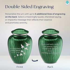 Adult Embrace Pearl Green Doves Cremation Urn