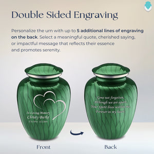 Adult Embrace Pearl Green Hearts Cremation Urn