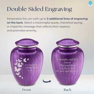 Adult Embrace Pearl Purple Butterfly Cremation Urn