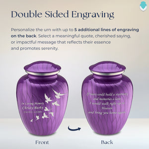 Adult Embrace Pearl Purple Doves Cremation Urn