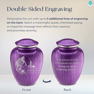 Adult Embrace Pearl Purple Fishing Cremation Urn