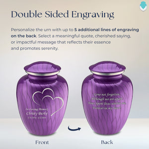 Adult Embrace Pearl Purple Hearts Cremation Urn