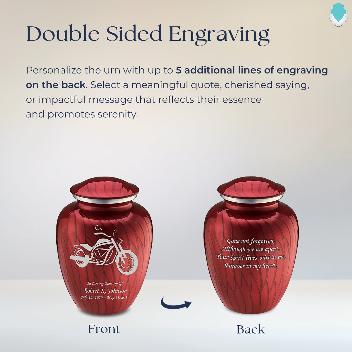 Medium Embrace Pearl Candy Red Motorcycle Cremation Urn