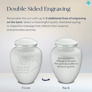 Adult Embrace Pearl White Hearts Cremation Urn