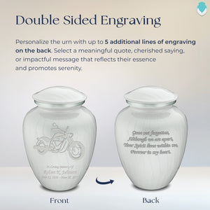 Adult Embrace Pearl White Motorcycle Cremation Urn