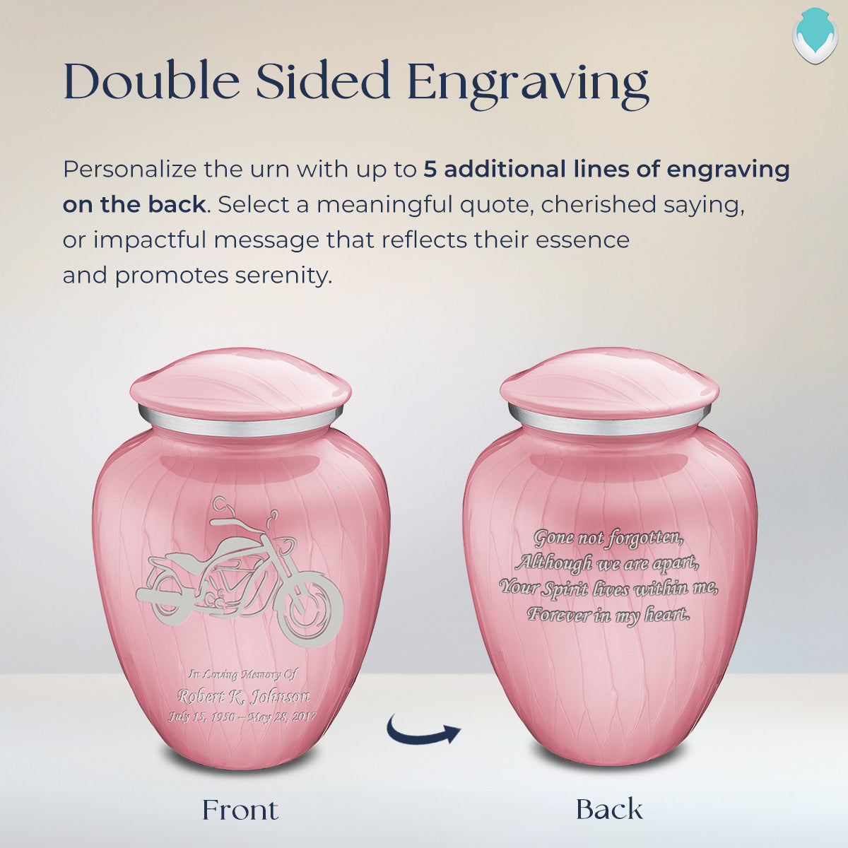 Adult Embrace Pearl Pink Motorcycle Cremation Urn