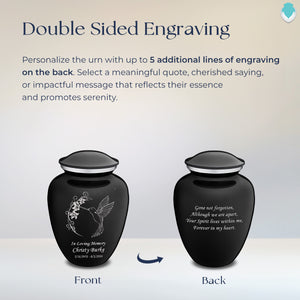 Medium Embrace Black Hummingbird Cremation Urn