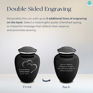 Medium Embrace Black Hearts Cremation Urn