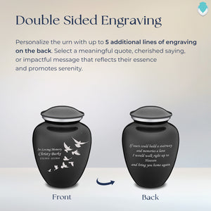 Medium Embrace Charcoal Doves Cremation Urn