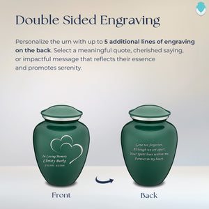 Medium Embrace Green Hearts Cremation Urn