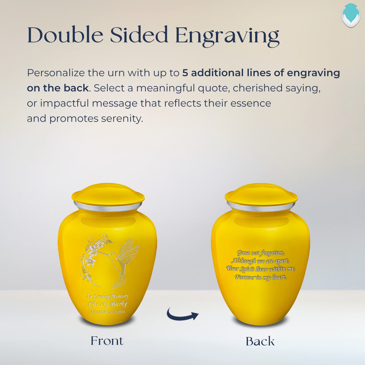 Medium Embrace Yellow Hummingbird Cremation Urn