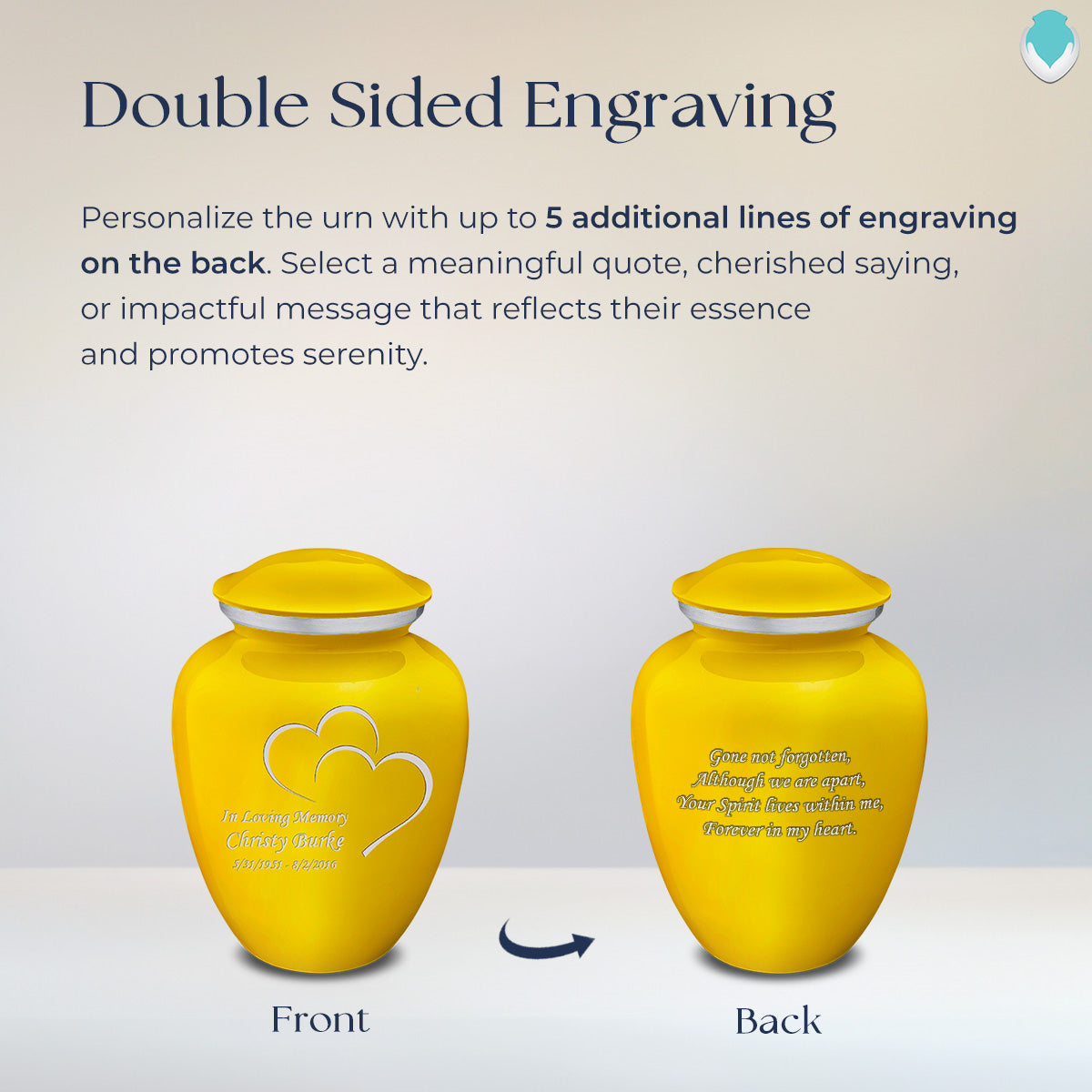 Medium Embrace Yellow Hearts Cremation Urn