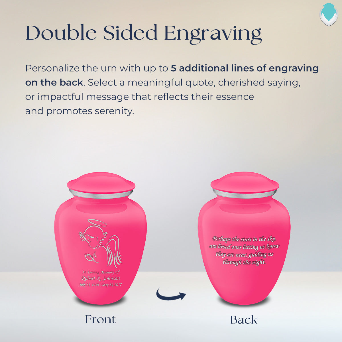 Medium Embrace Bright Pink Angel Cremation Urn