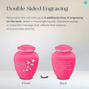 Medium Embrace Bright Pink Doves Cremation Urn