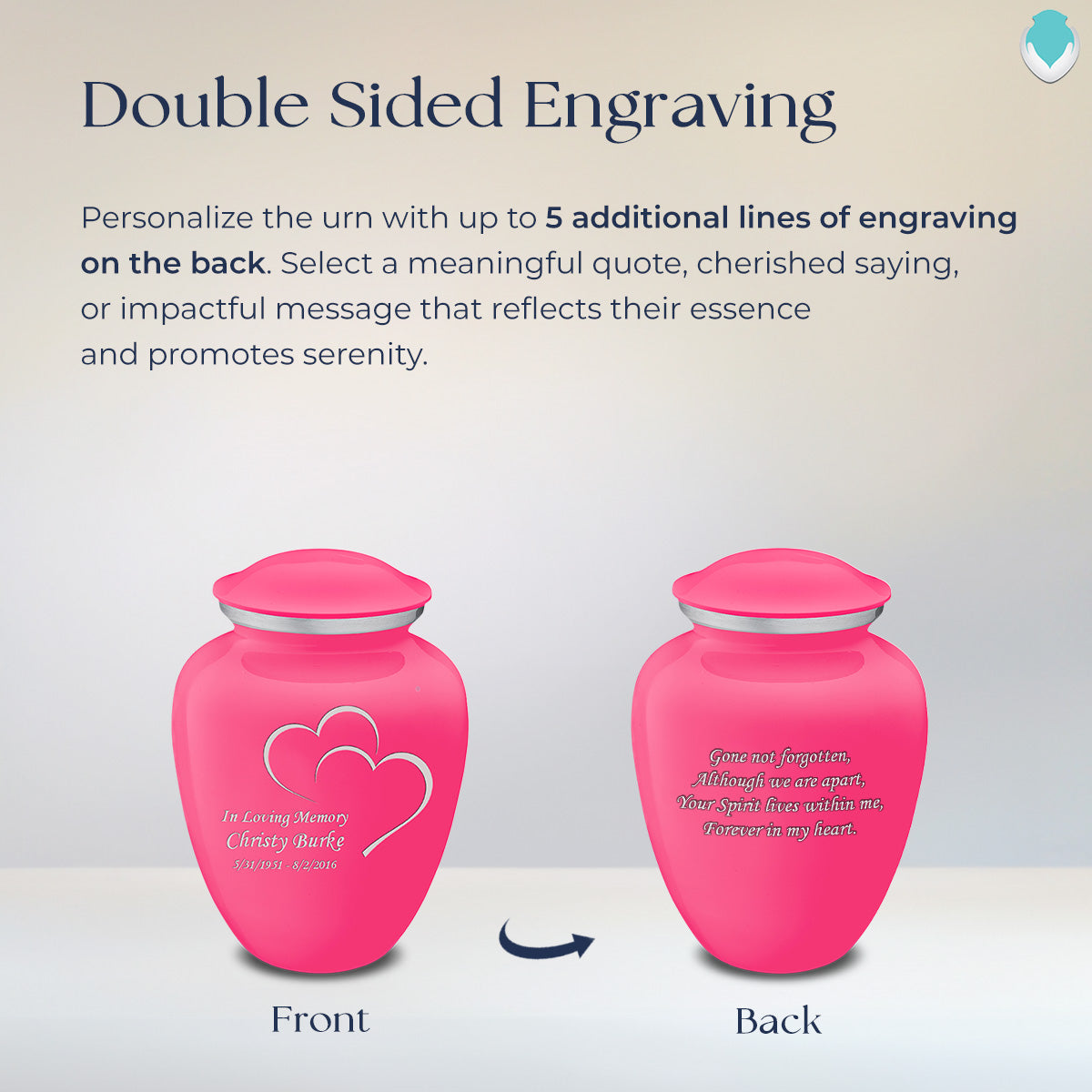 Medium Embrace Bright Pink Hearts Cremation Urn