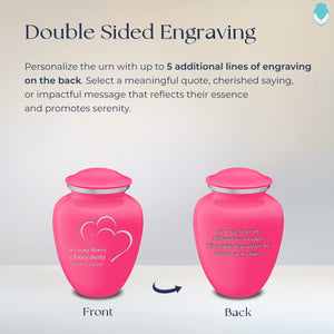 Medium Embrace Bright Pink Hearts Cremation Urn