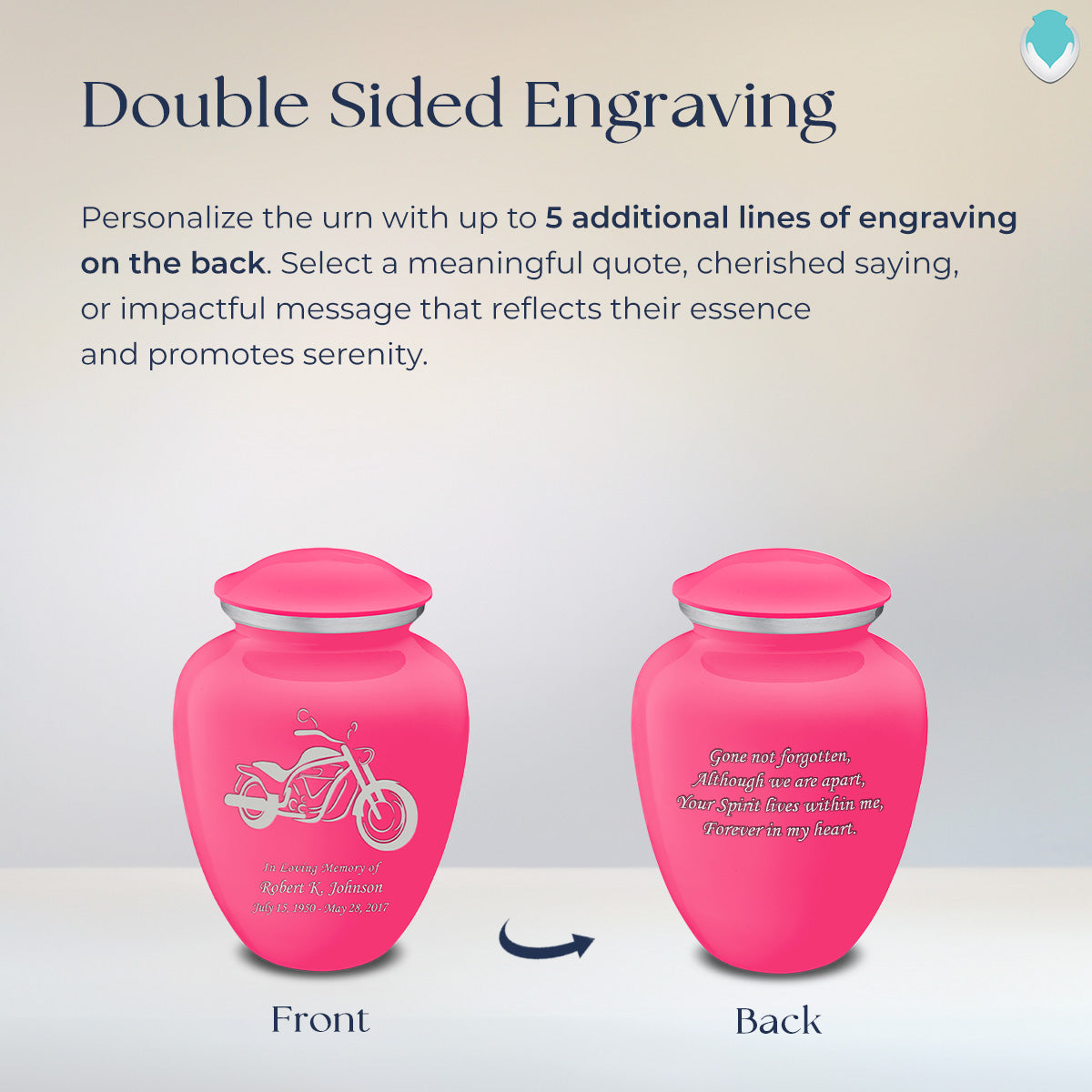 Medium Embrace Bright Pink Motorcycle Cremation Urn