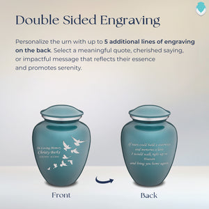 Medium Embrace Teal Doves Cremation Urn