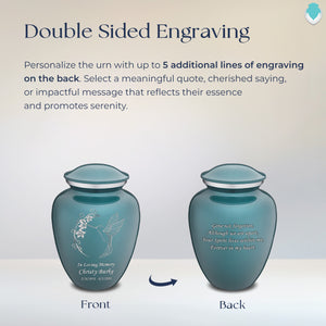 Medium Embrace Teal Hummingbird Cremation Urn