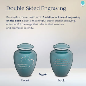 Medium Embrace Teal Hearts Cremation Urn