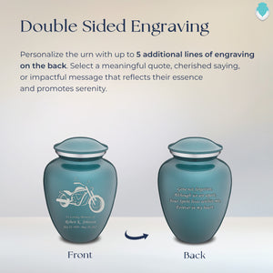 Medium Embrace Teal Motorcycle Cremation Urn