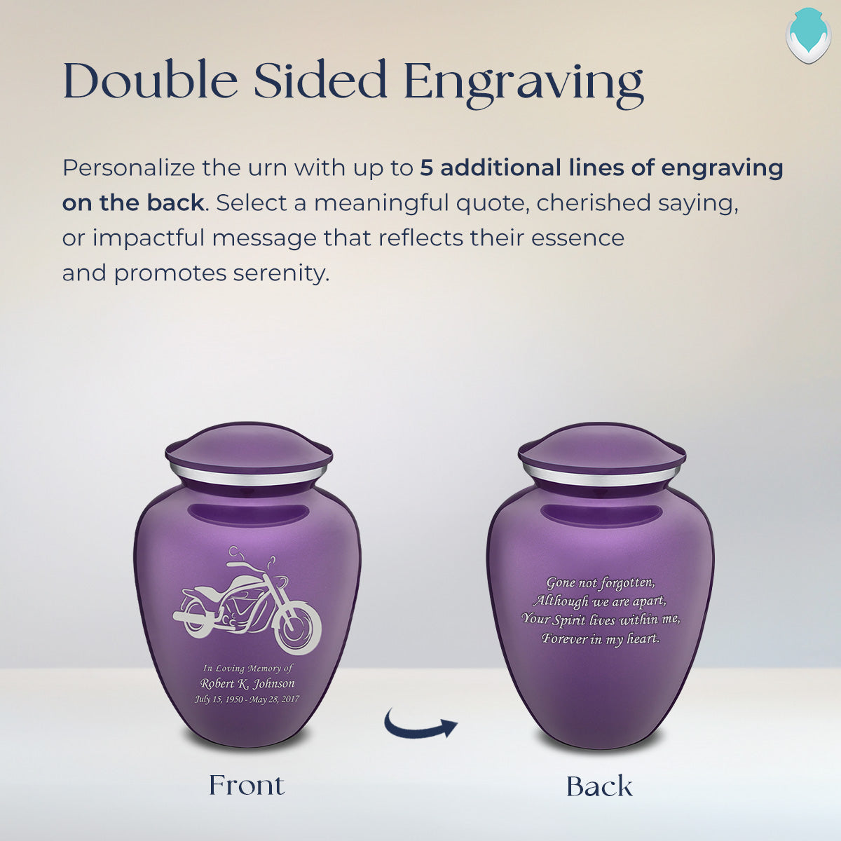 Medium Embrace Purple Motorcycle Cremation Urn