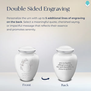 Medium Embrace White Hummingbird Cremation Urn