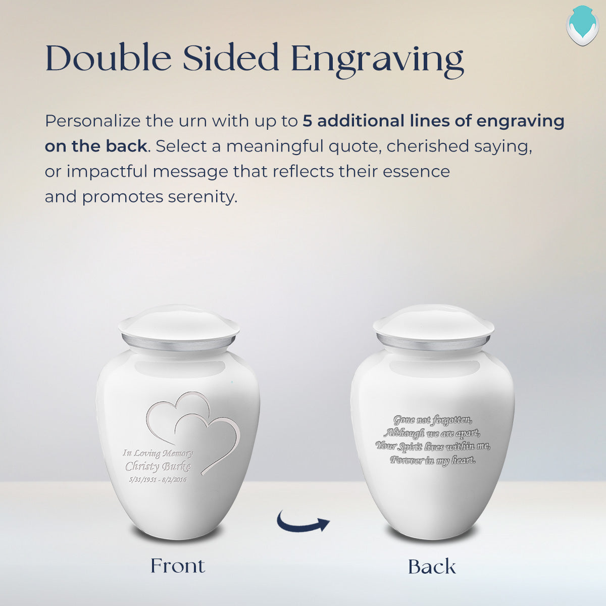 Medium Embrace White Hearts Cremation Urn