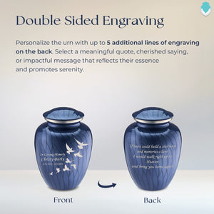 Medium Embrace Pearl Cobalt Blue Doves Cremation Urn