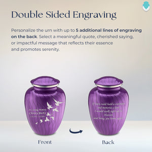 Medium Embrace Pearl Purple Doves Cremation Urn