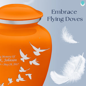 Adult Embrace Burnt Orange Doves Cremation Urn