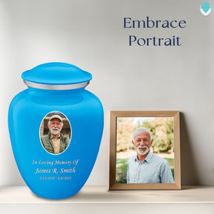 Adult Embrace Racing Blue Portrait Cremation Urn