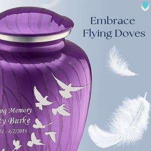 Adult Embrace Pearl Purple Doves Cremation Urn