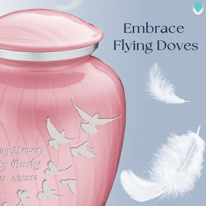 Adult Embrace Pearl Pink Doves Cremation Urn