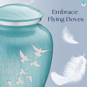 Adult Embrace Pearl Light Blue Doves Cremation Urn