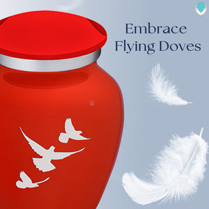 Keepsake Embrace Bright Red Doves Cremation Urn