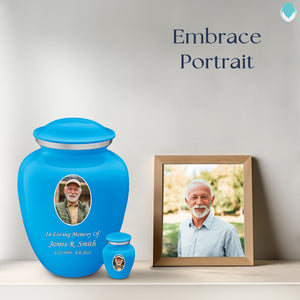 Keepsake Embrace Racing Blue Portrait Cremation Urn