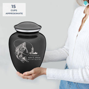 Adult Embrace Charcoal Grey Fishing Cremation Urn